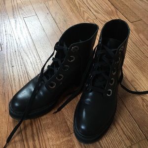 Zara leather combat boots